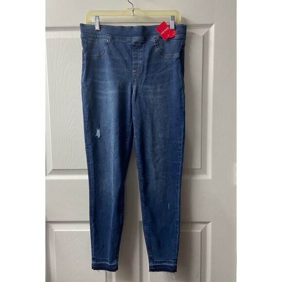 Spanx Women Distressed Skinny Jean Jeggings Pull On Pants Medium Wash Size Large - Picture 1 of 8